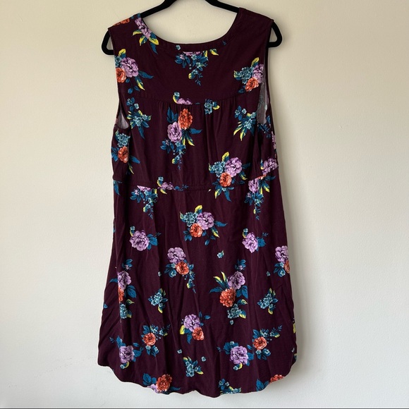 Torrid Mini Challis Zip-Front Shirt Dress Burgundy Floral Size 2 - Picture 4 of 7